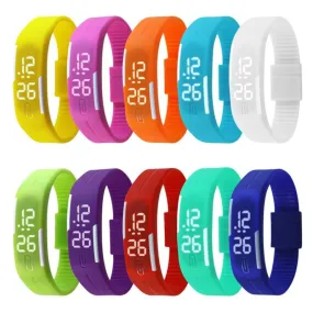 New Arrival! Fashion Sport LED Watches Candy Color Silicone Rubber Touch Screen Digital Watches Waterproof Bracelet Wristwatch