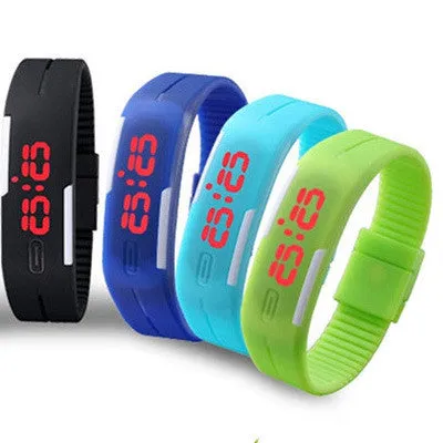 New Arrival! Fashion Sport LED Watches Candy Color Silicone Rubber Touch Screen Digital Watches Waterproof Bracelet Wristwatch