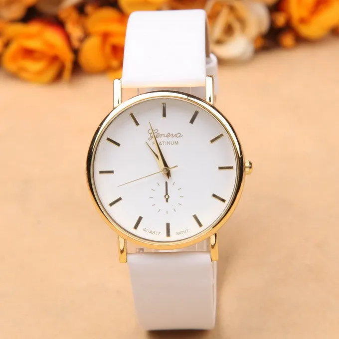 New arrival quartz watch women geneva fashion leather watch dress luxury ladies wristwatches female clocks and watches