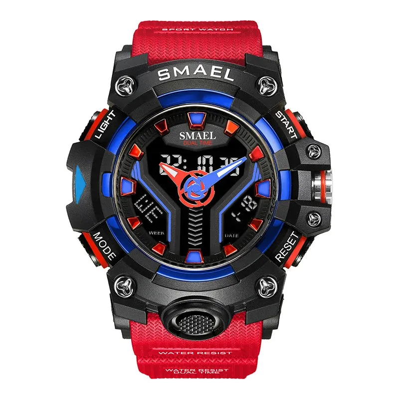 New SMAEL Sport Watch for Man Dual Time Watch for Men Shock Resistant Led Light Watch Military 8075 quality Mens Sports Watches