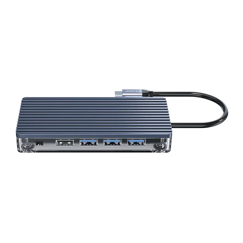 Orico 11 Port 3 X Usb3.0|1 X Usb2.0|1 X Hdmi|1 X Rj45|1 X Tf/Sd|1 X Type-C|1 X Vga| 1 X Aux Transparent Hub - Grey