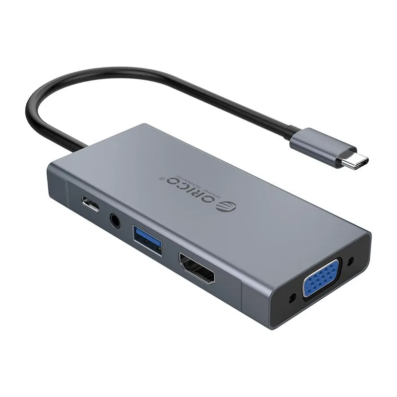 Orico 5 In 1 [1 X Hdmi | 1Xusb3.0 | 1Xvga | 1X3.5Mm | 1Xtype-C Pd] Multifunctional Docking Station