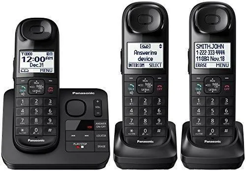 Panasonic Black Cordless Telephone with 3 Handsets and Answering Machine KX-TG3683B