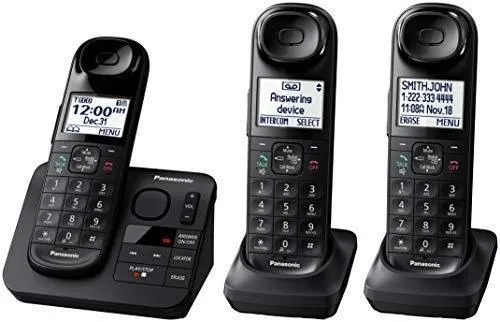 Panasonic Black Cordless Telephone with 3 Handsets and Answering Machine KX-TG3683B