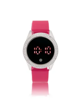 Pave Round Digital Watch