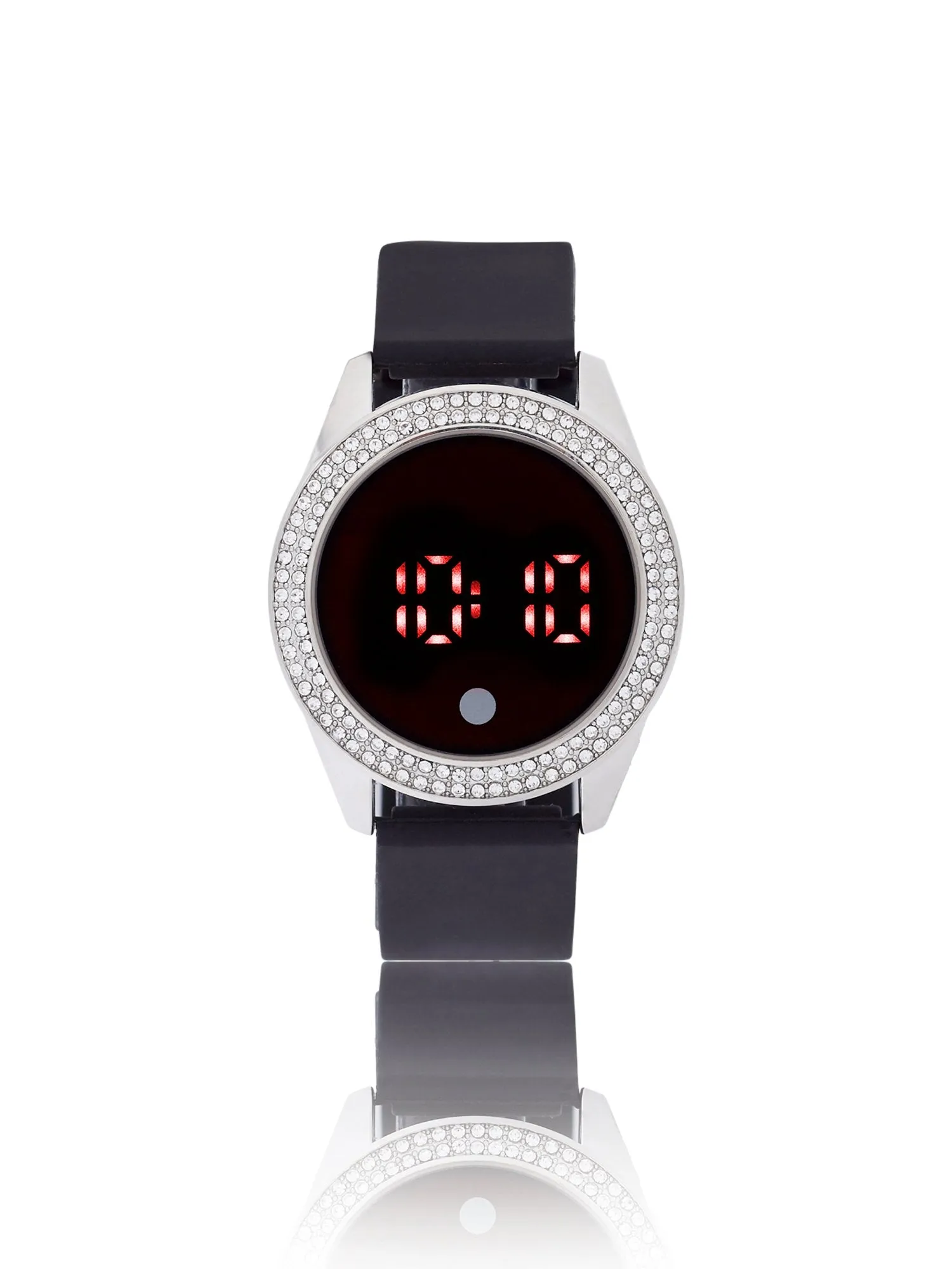 Pave Round Digital Watch