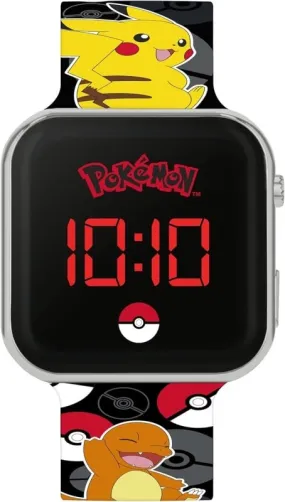 Pokemon Boy's Digital Quartz Watch with Silicone Strap POK4322