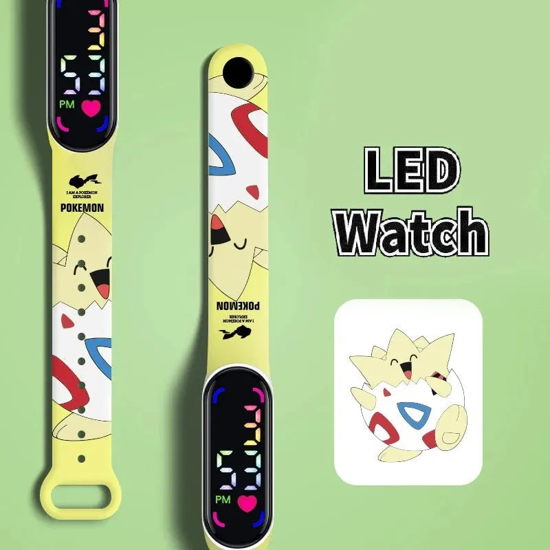 Pokemon Strap LED Electronic Watch – Colorful Pikachu Digital Bracelet for Kids