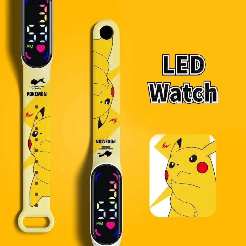 Pokemon Strap LED Electronic Watch – Colorful Pikachu Digital Bracelet for Kids