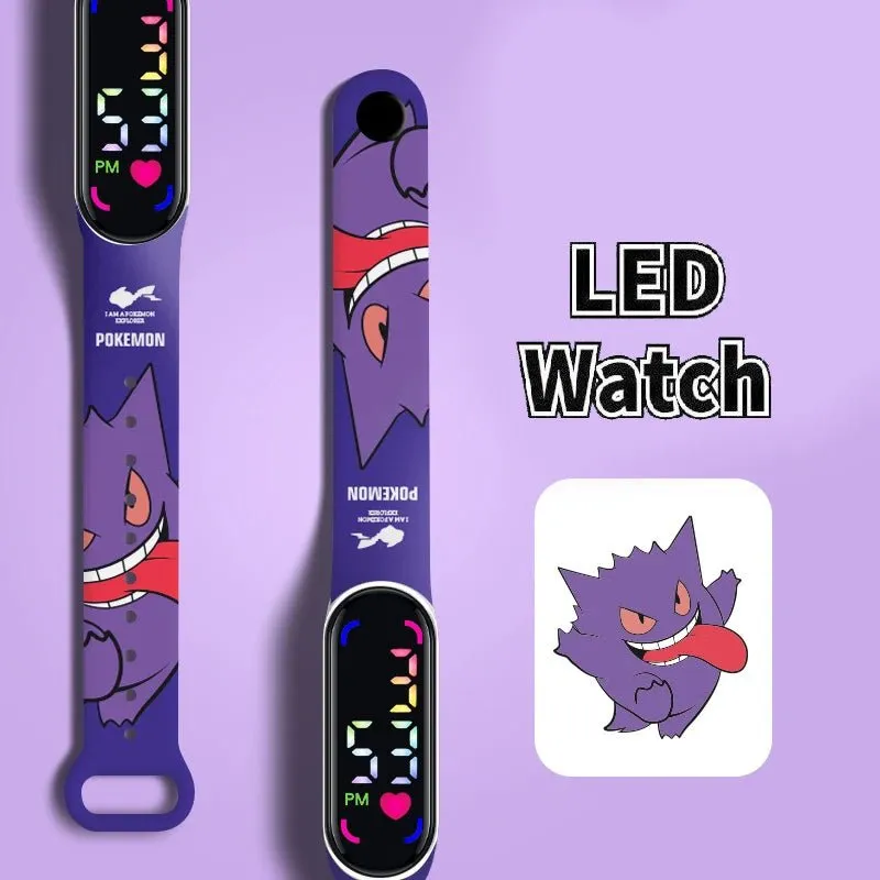 Pokemon Strap LED Electronic Watch – Colorful Pikachu Digital Bracelet for Kids