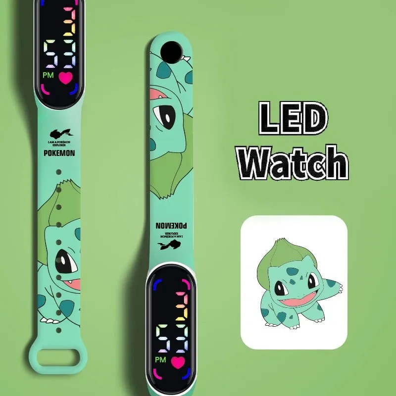 Pokemon Strap LED Electronic Watch – Colorful Pikachu Digital Bracelet for Kids