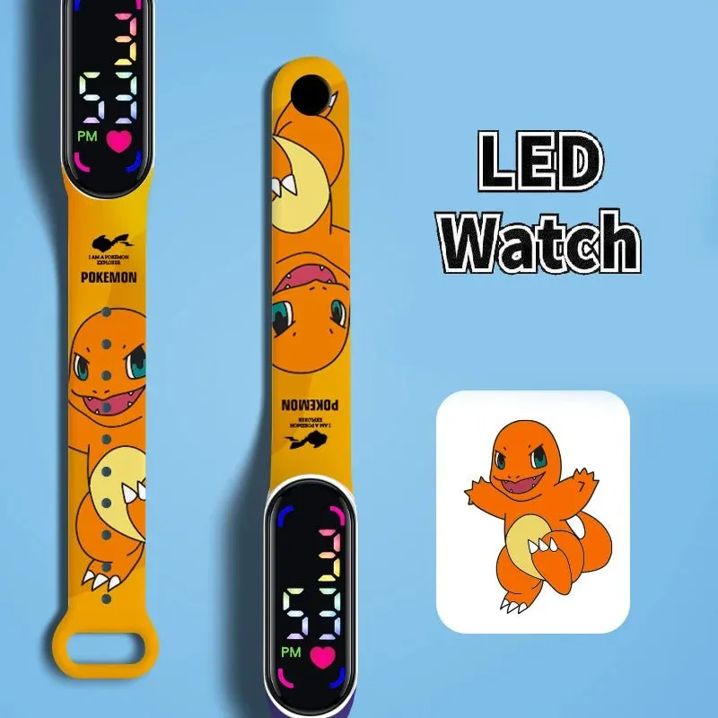 Pokemon Strap LED Electronic Watch – Colorful Pikachu Digital Bracelet for Kids