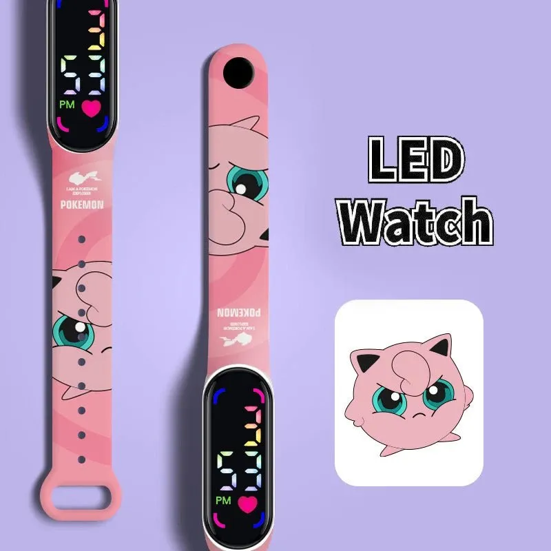 Pokemon Strap LED Electronic Watch – Colorful Pikachu Digital Bracelet for Kids