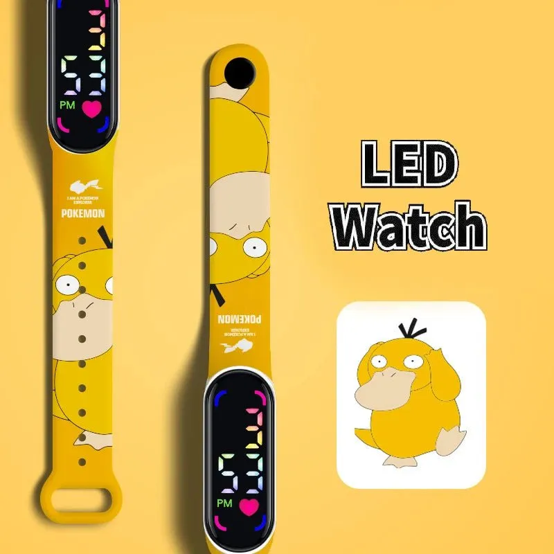 Pokemon Strap LED Electronic Watch – Colorful Pikachu Digital Bracelet for Kids