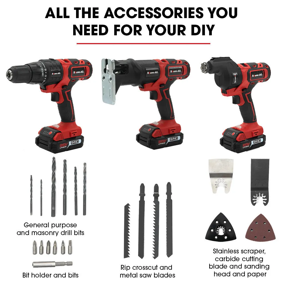 Powerful Cordless 3in1 Combi-Tool Kit 20V SYNC | Baumr-AG