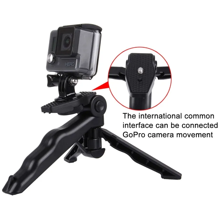 PULUZ Grip Folding Tripod Mount with Adapter & Screws for GoPro, Insta360, DJI and Other Action Cameras, Load Max: 2kg(Black)