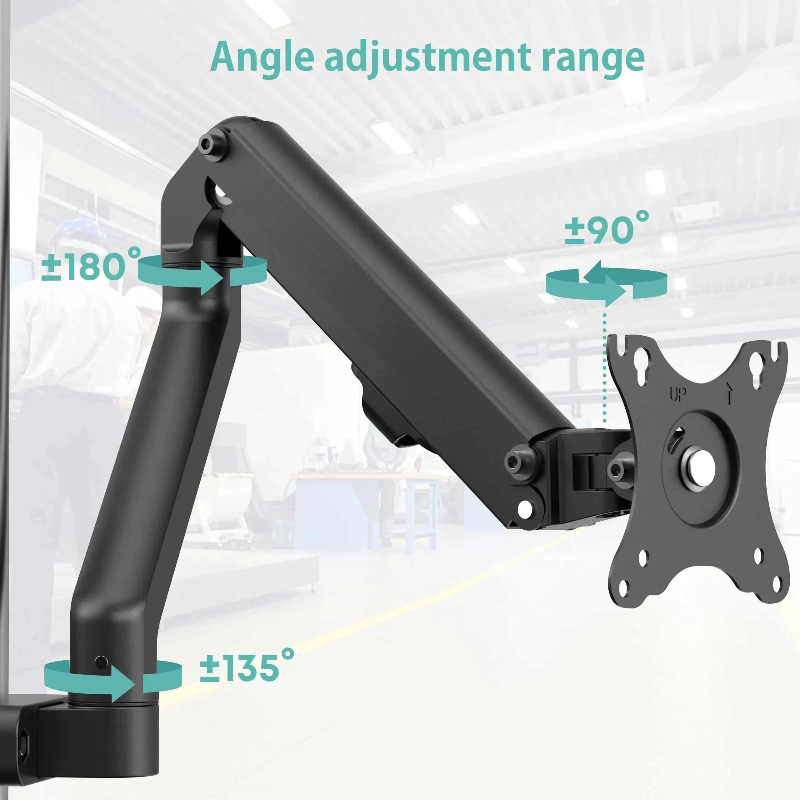 PUTORSEN Height Adjustable Lever Monitor Mounting Arm for 17-27 inch screens