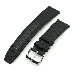 Q.R. Black Sailcloth Watch Band, leather lining