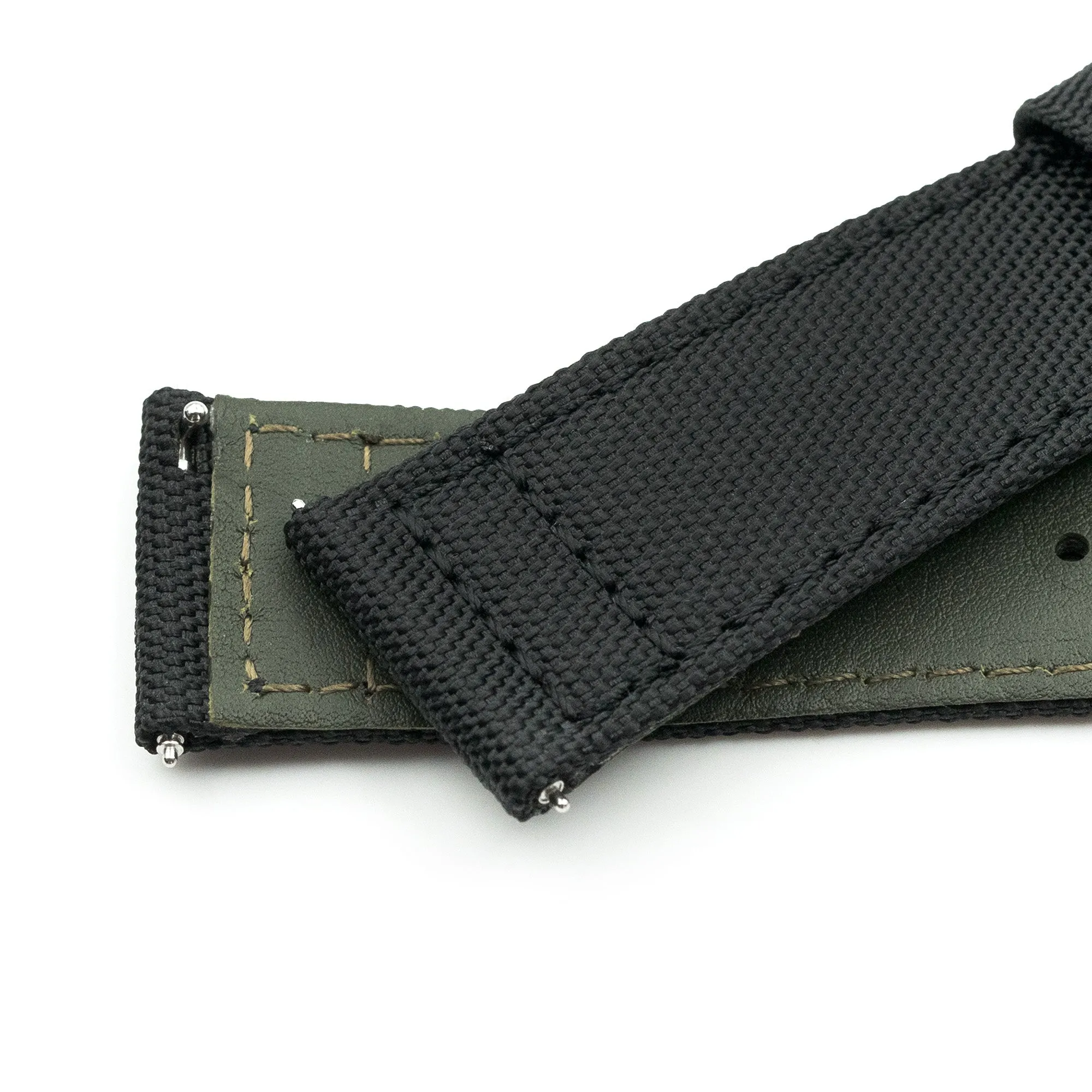 Q.R. Black Sailcloth Watch Band, leather lining