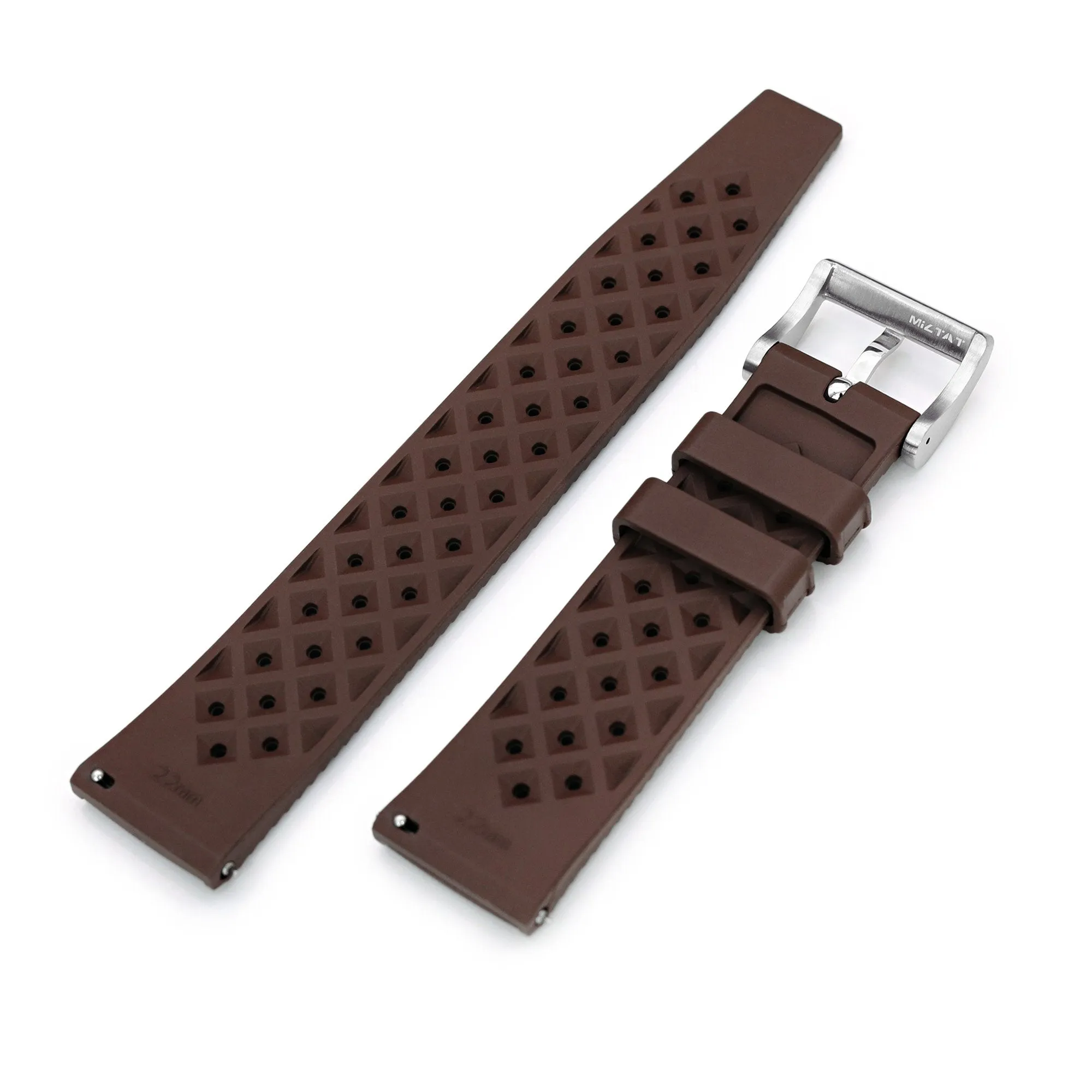 Quick Release Brown Tropical-Style Pro FKM rubber watch strap, 20mm or 22mm