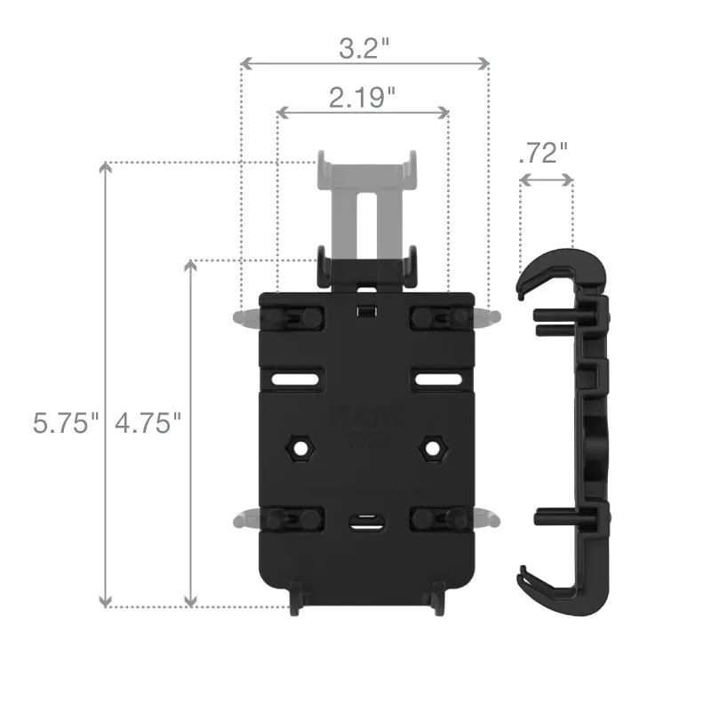 Ram Quick-Grip Phone Mount w/ Handlebar U-Bolt Base - Short | RAM-B-149Z-A-PD3U