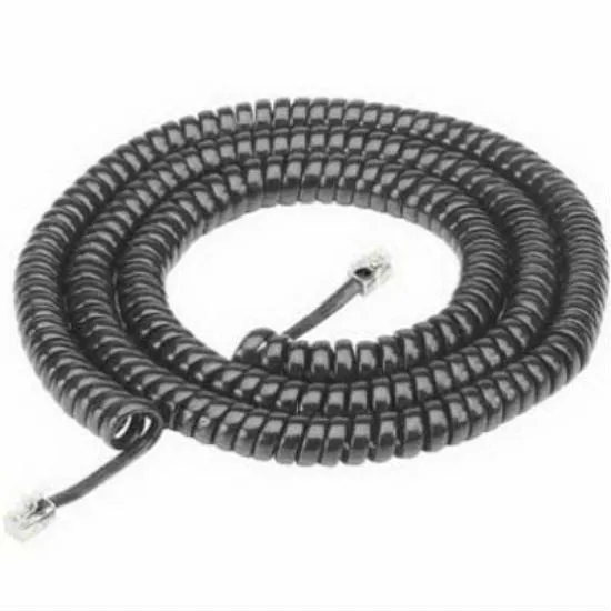 RCA TP282BLN Coiled Modular Handset Cord, Black, 25'