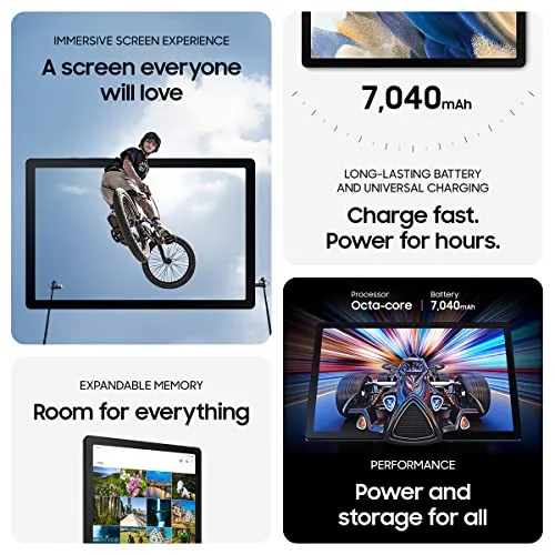 SAMSUNG Galaxy Tab A8 10.5” 32GB Android Tablet, LCD Screen, Kids Content, Smart Switch, Expandable Memory, Long Lasting Battery, Fast Charging, US Version, 2022, Dark Gray