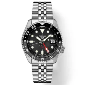 Seiko 42MM Automatic Black Dial 5 Sports SKX GMT Series Watch in Stainless Steel