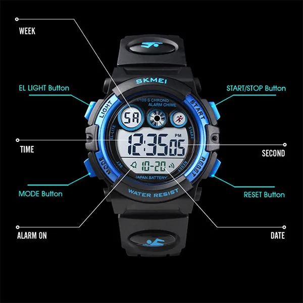 SKMEI Kids Digital Watch, 50M Waterproof, Sports, LED Light