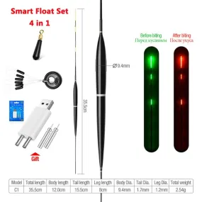 Smart Float   Charger   Space Bean 4in1 Bite Alarm Fish Bait LED Light Automatic Night Electronic Color Change Changing Strike