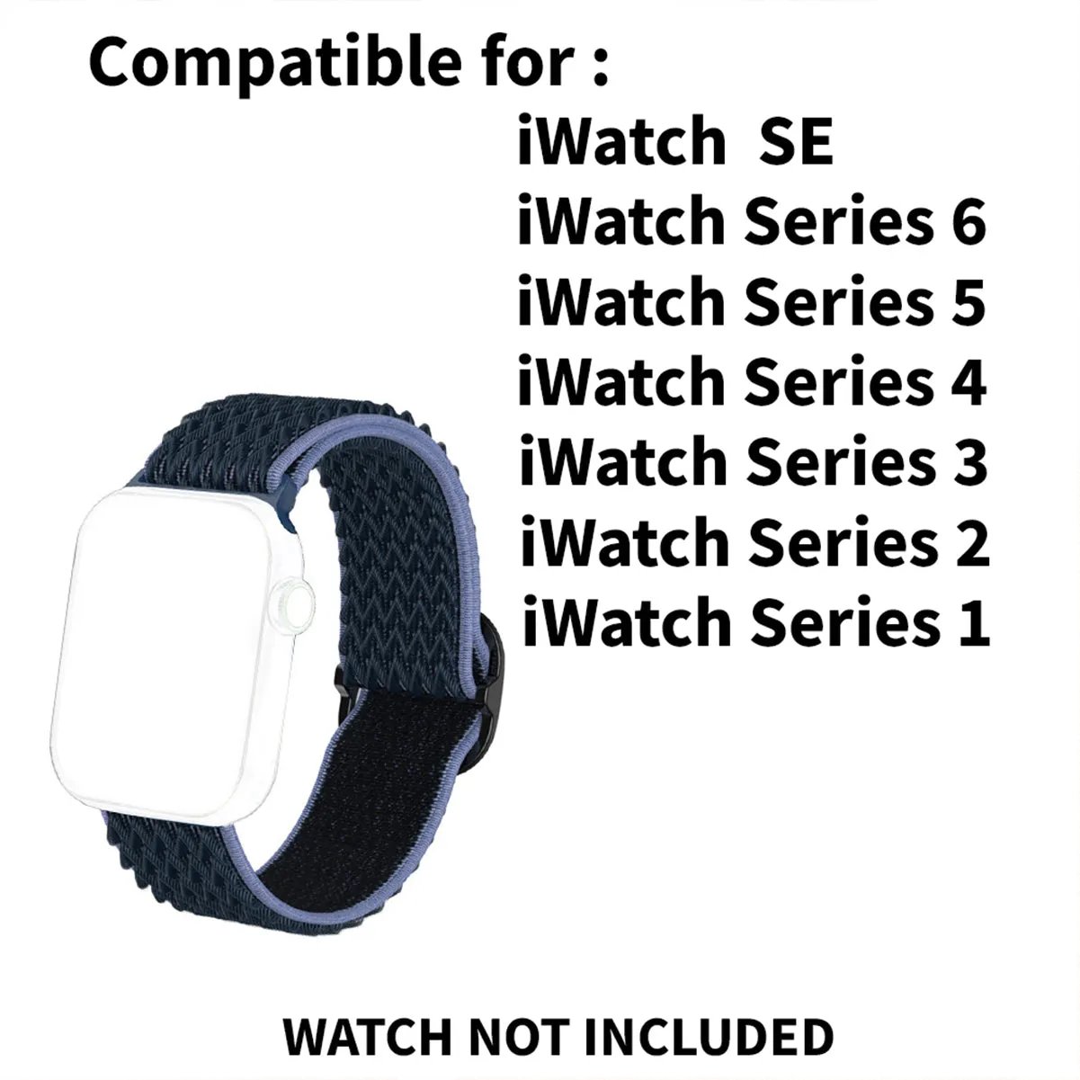 Solo Loop Braided Strap For Apple Watch 42/44/45/49mm- Midnight Blue