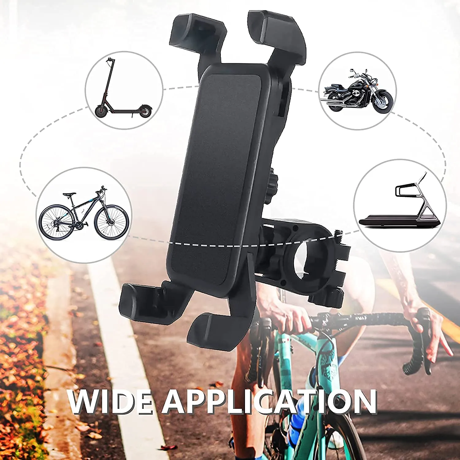 STRAUSS Bike Mobile Holder - Adjustable 360° Rotation Bicycle Phone Mount | Anti Shake and Stable Cradle Clamp | Bike Accessories | Bike Phone Holder for Maps and GPS Navigation (Black)