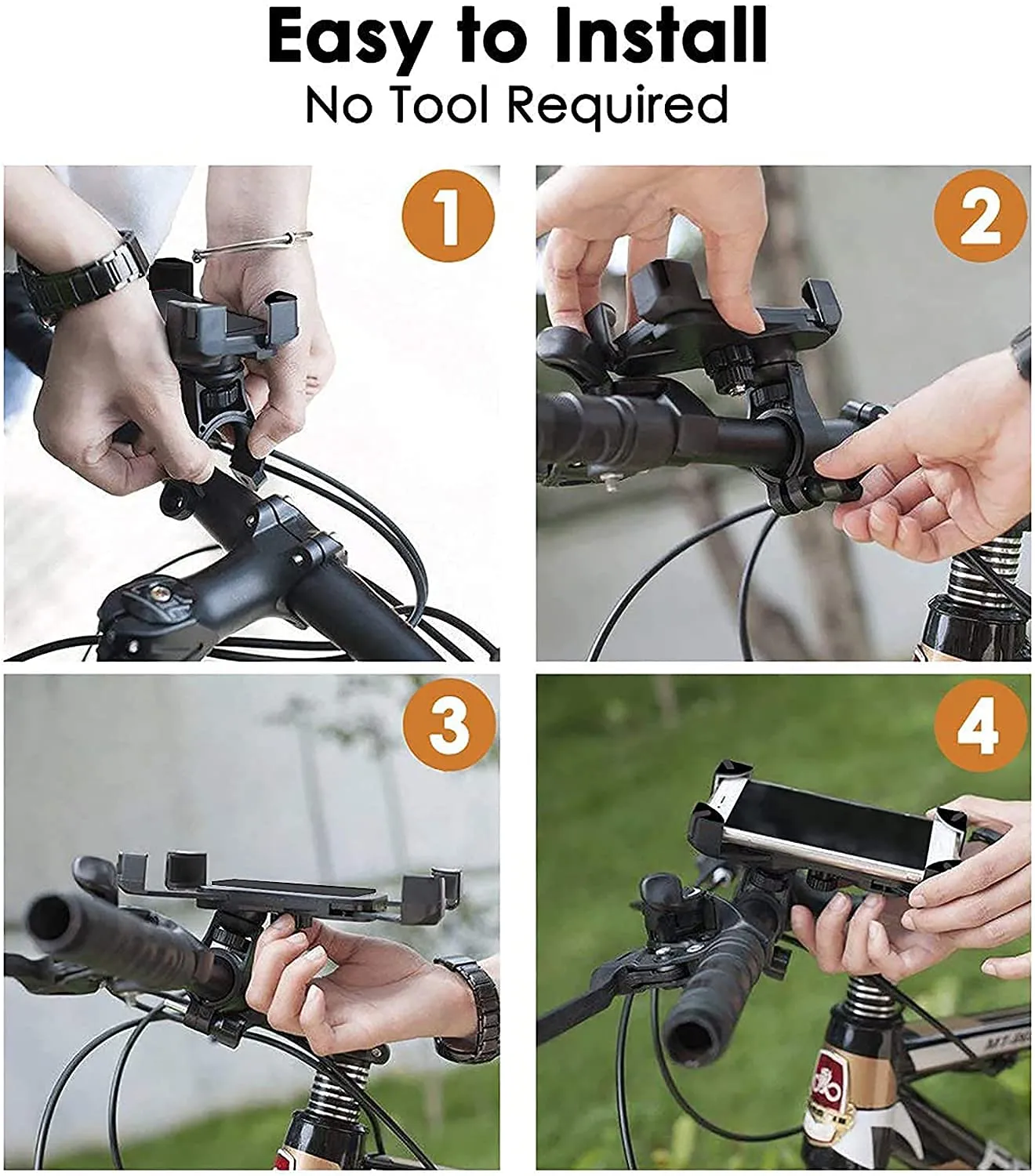 STRAUSS Bike Mobile Holder - Adjustable 360° Rotation Bicycle Phone Mount | Anti Shake and Stable Cradle Clamp | Bike Accessories | Bike Phone Holder for Maps and GPS Navigation (Black)