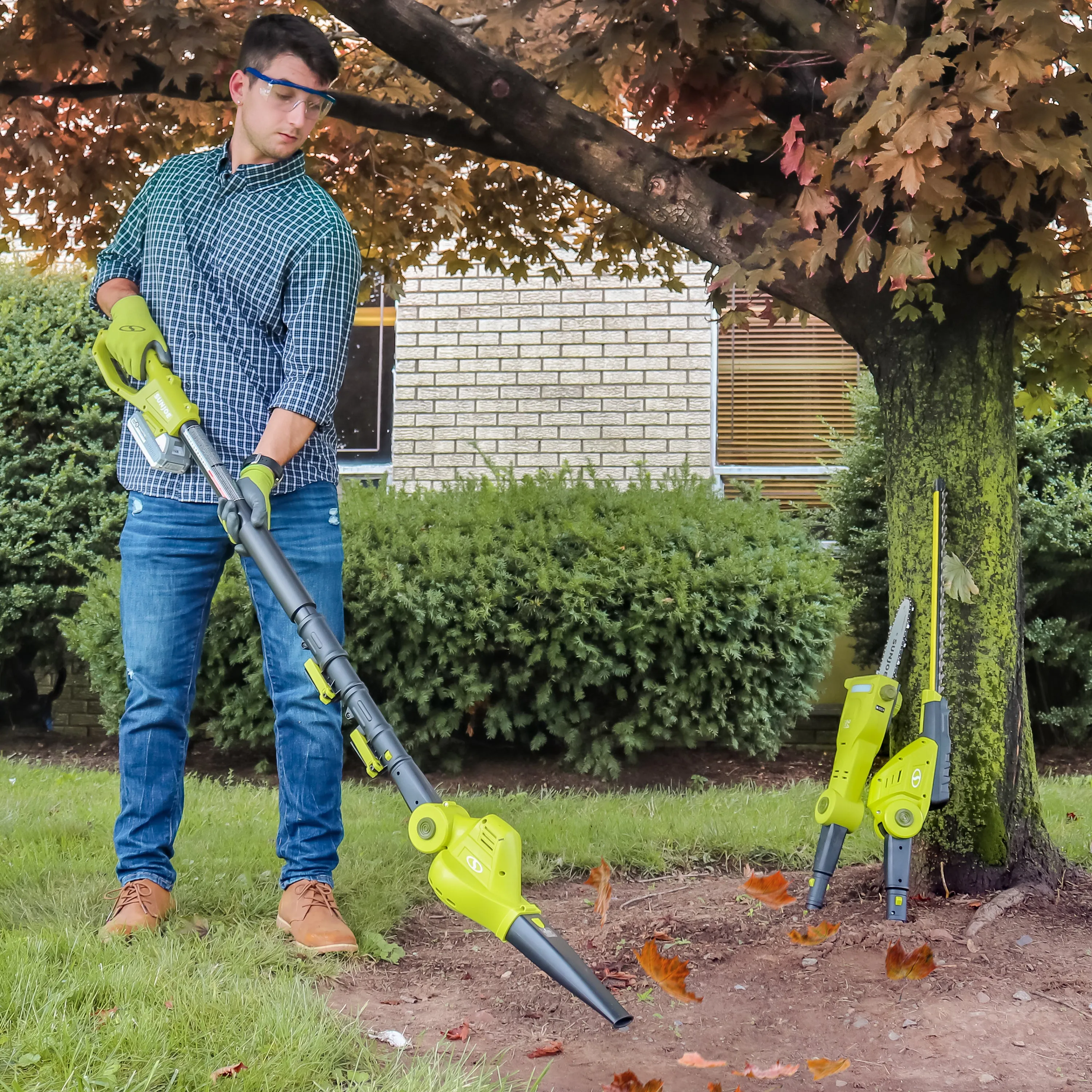 Sun Joe GTS4001C 24-Volt* 3-in-1 Yard Care Solution | Hedge Trimmer | Pole Saw | Leaf Blower | W/ 2.0-Ah Battery   Charger