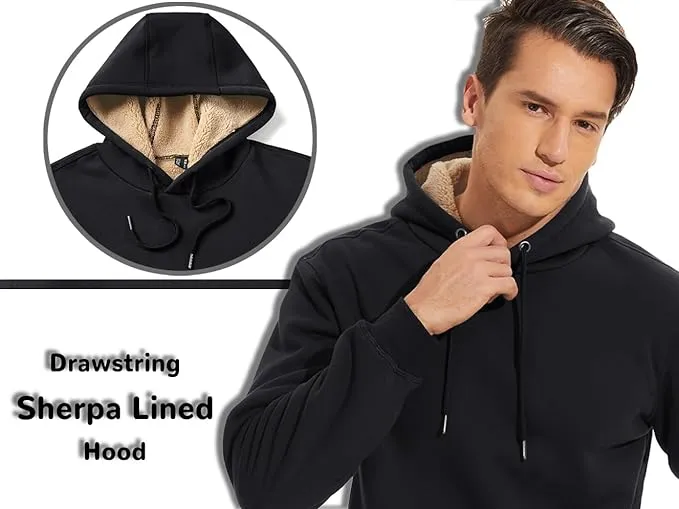 TACVASEN Men's Hoodie Sherpa Fleece Hoodies Sweatshirt Winter Warm Hooded Pullover with Kangaroo Pocket