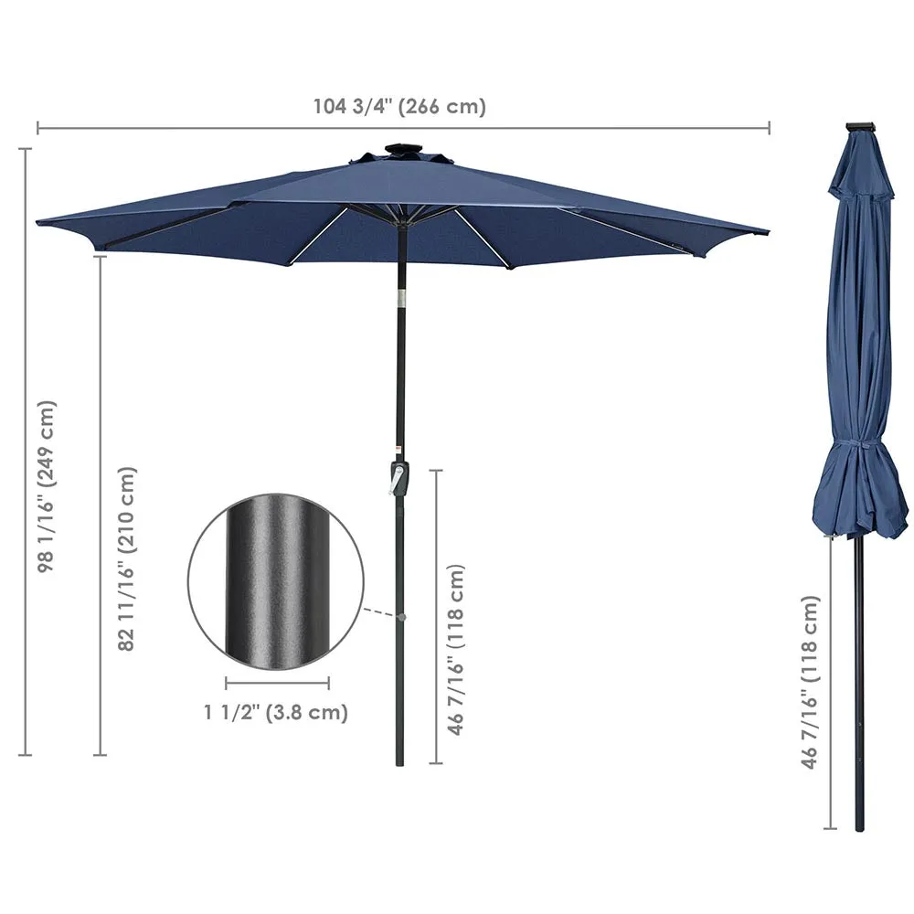 TheLAShop Solar Patio Umbrella Tilt Table Umbrella w/ Lights 9ft 8-Rib