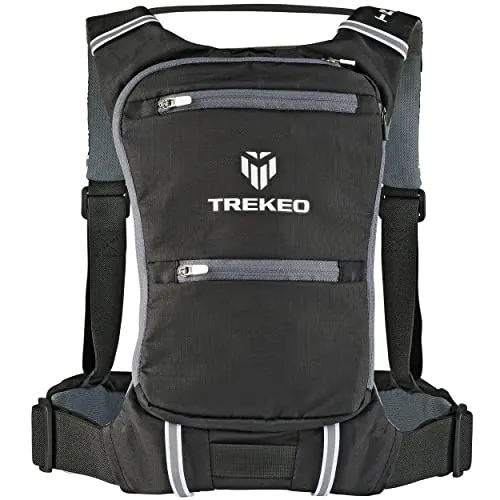 TREKEO 250g Lightweight-Slimline Mini-Running-Backpack 28" to 41" Thoracic waist comfort fit for Men & Women Water-resistant cell-phone-pouch