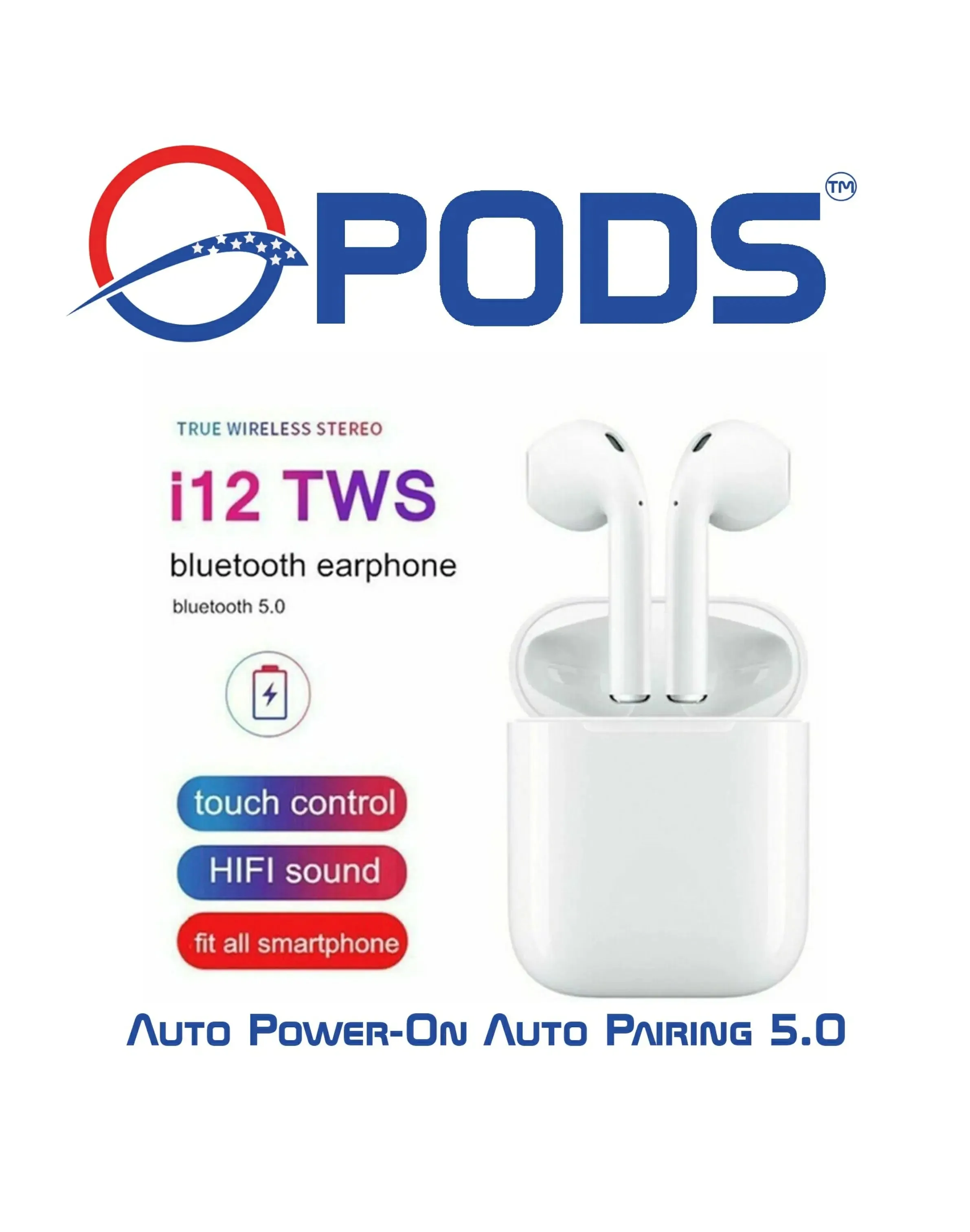 TWS i12 Bluetooth 5.0 Headphones Free Silicone Case Included-TWS i12 Headphones