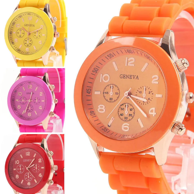 Unisex Geneva Casual Watch Women Dress Watch Quartz Military men Silicone watches Unisex Wristwatch Sports watch