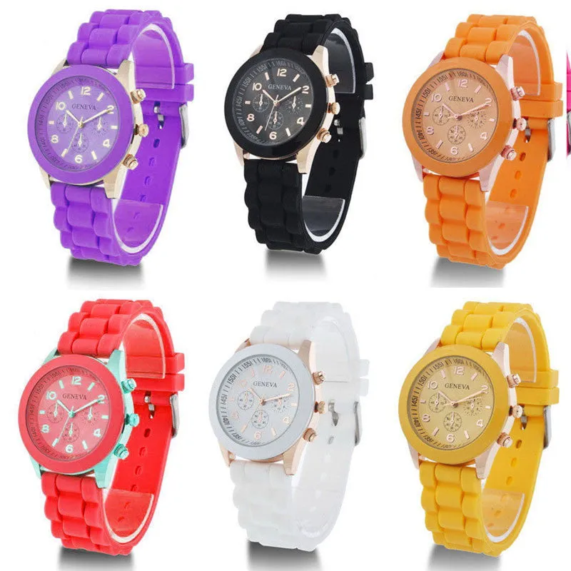 Unisex Geneva Casual Watch Women Dress Watch Quartz Military men Silicone watches Unisex Wristwatch Sports watch