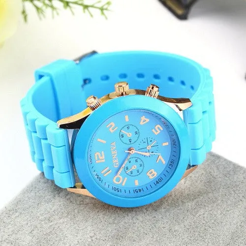 Unisex Geneva Casual Watch Women Dress Watch Quartz Military men Silicone watches Unisex Wristwatch Sports watch