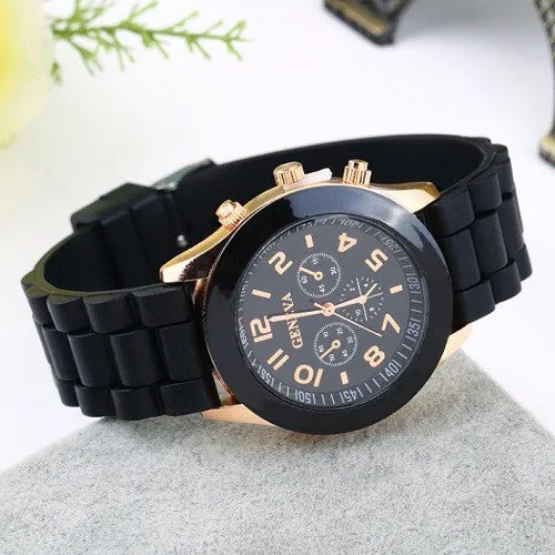 Unisex Geneva Casual Watch Women Dress Watch Quartz Military men Silicone watches Unisex Wristwatch Sports watch