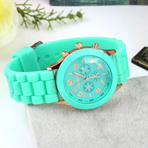 Unisex Geneva Casual Watch Women Dress Watch Quartz Military men Silicone watches Unisex Wristwatch Sports watch