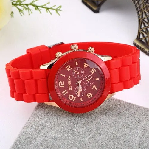 Unisex Geneva Casual Watch Women Dress Watch Quartz Military men Silicone watches Unisex Wristwatch Sports watch