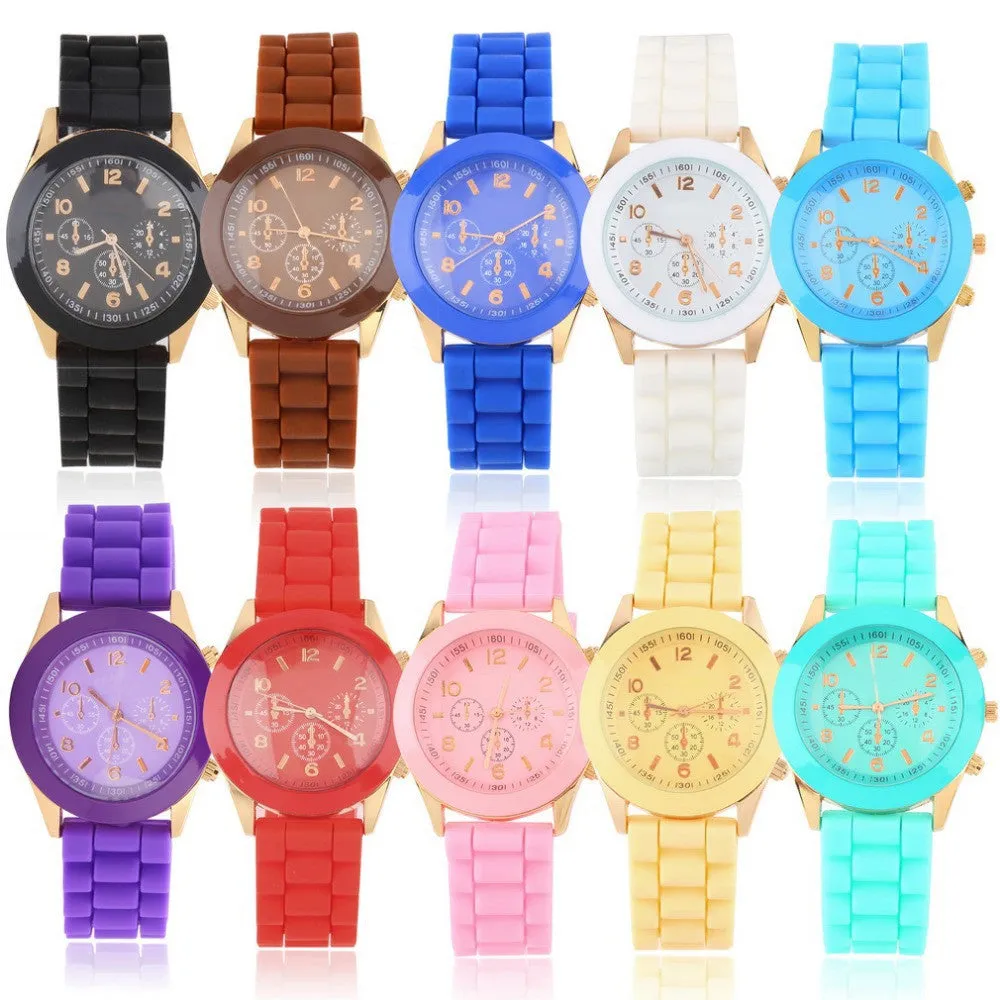 Unisex Geneva Casual Watch Women Dress Watch Quartz Military men Silicone watches Unisex Wristwatch Sports watch