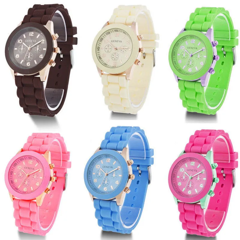 Unisex Geneva Casual Watch Women Dress Watch Quartz Military men Silicone watches Unisex Wristwatch Sports watch