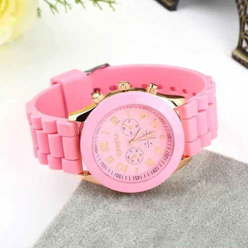 Unisex Geneva Casual Watch Women Dress Watch Quartz Military men Silicone watches Unisex Wristwatch Sports watch