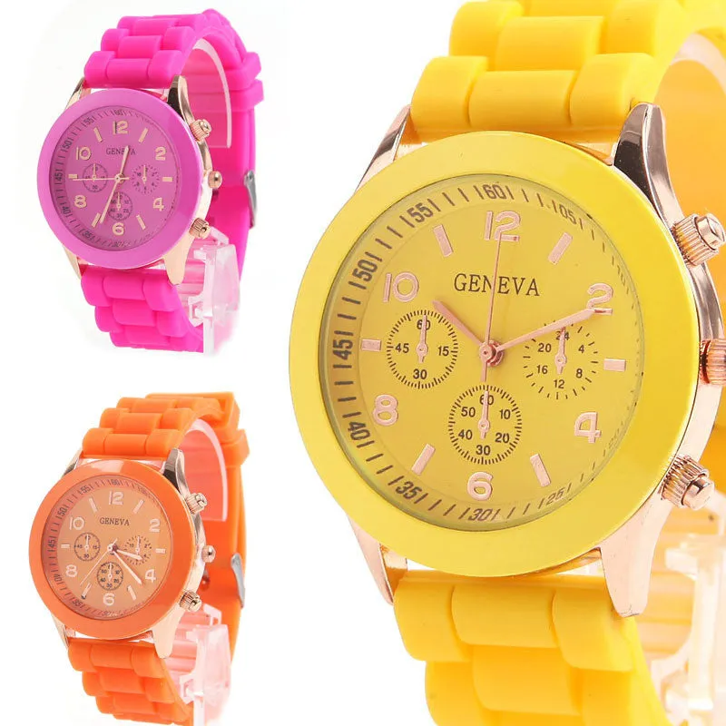 Unisex Geneva Casual Watch Women Dress Watch Quartz Military men Silicone watches Unisex Wristwatch Sports watch