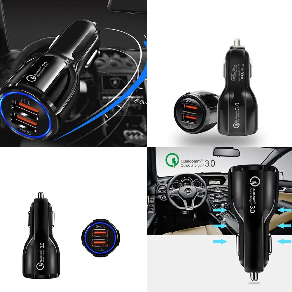 US 3-6 Pack 2 USB Port Fast Car Charger Adapter for iPhone Samsung Android Cell