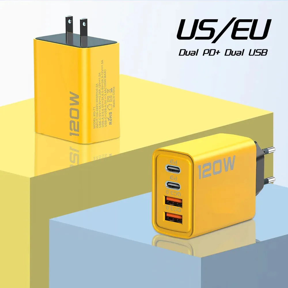 US Plug USB Charger 65W PD Quick Charge 3.0 Phone Adapter for iPhone 14 Pro Max Tablet Portable Wall Mobile Fast Charger